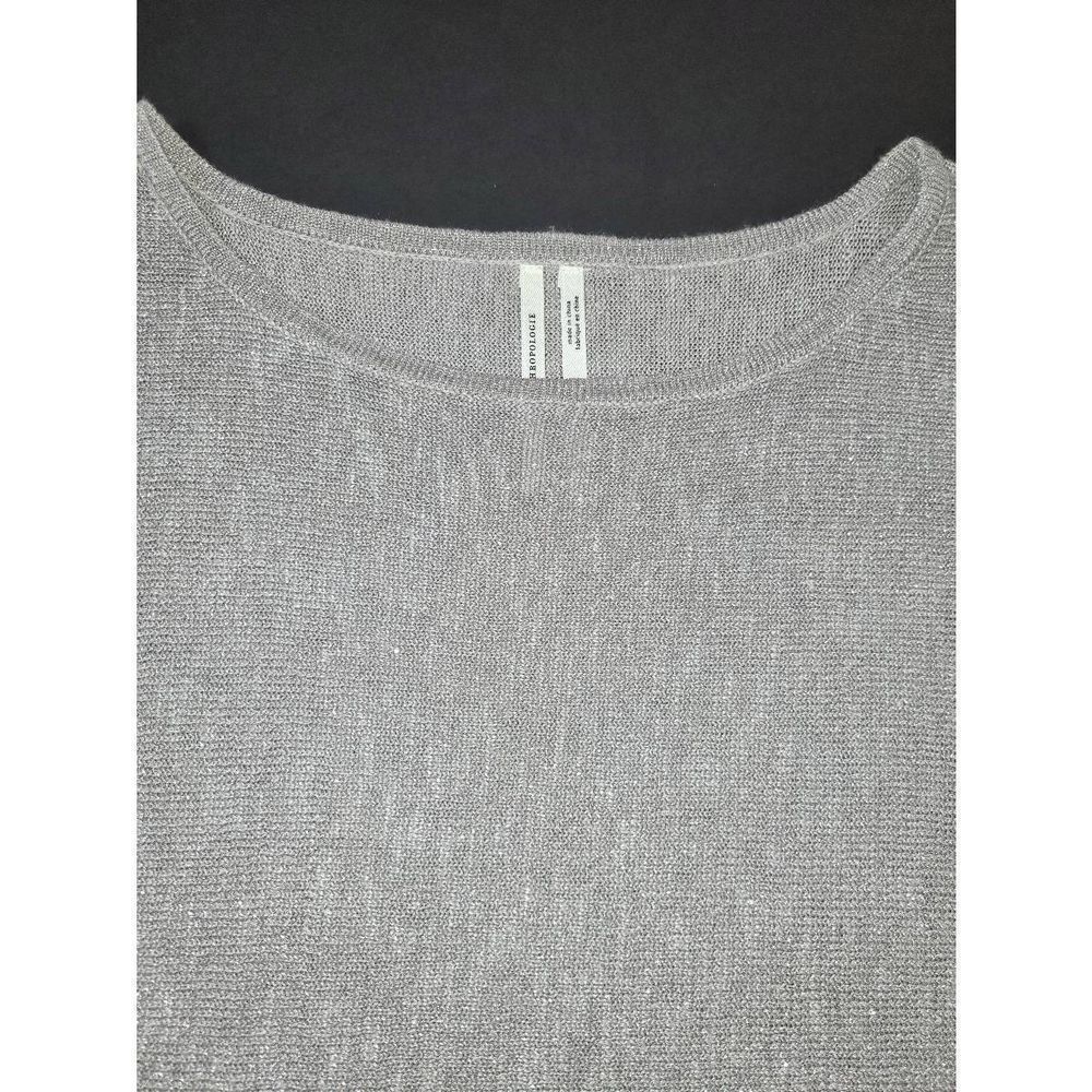 Anthropology Women's Short Dolman Sleeves Oversized Knit Silver Sweater Size XS - Picture 5 of 11